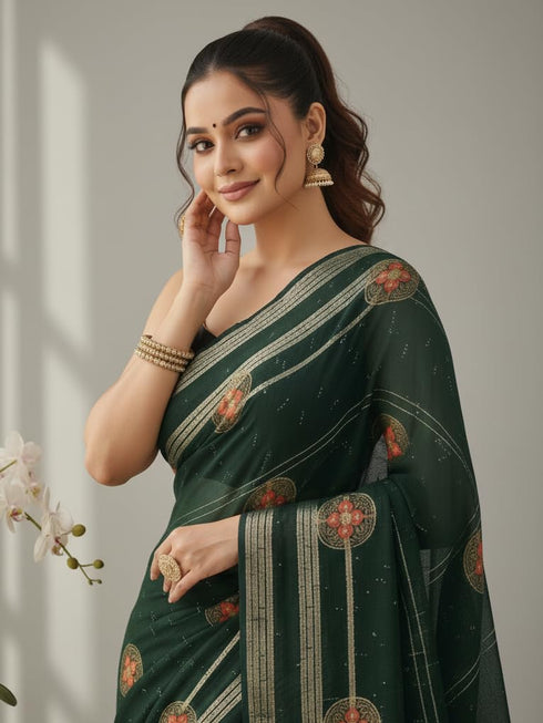 Vasthrlay Georgette Traditional Az Ys Pehenva Brown Rr Ethnic Wear