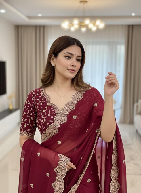 Vasthrlay Georgette Embroidered Az Ys Antya Ethnic Wear
