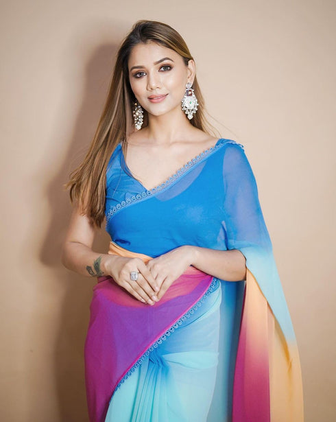 Vasthrlay Printed Georgette Unstitched Paddiiiiing Multicolour Free Ethnic Wear