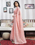 Vasthrlay Womens Printed Peach Saree With Unstitched Blouse Piece