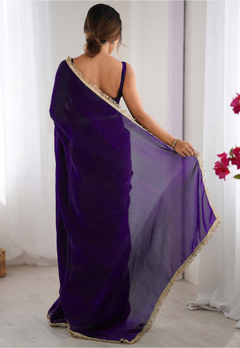 Vasthrlay Red Sequins Unstitched Saree