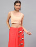 Vasthrlay Red Floral| Solid| Striped Design Georgette Saree With Unstitched Blouse Piece
