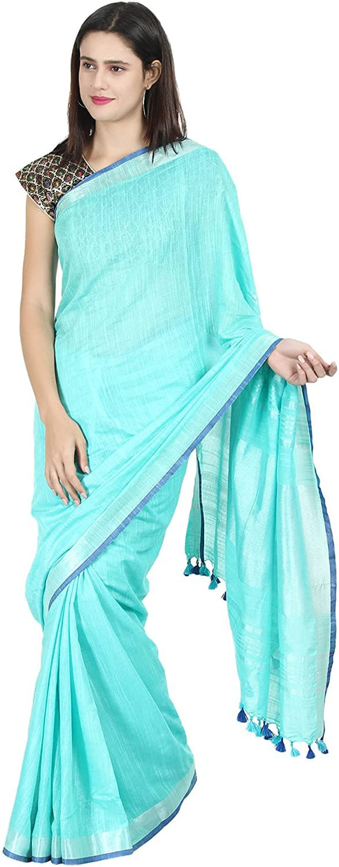 Vasthrlay Handloom Summer Contrast Vibrant Green