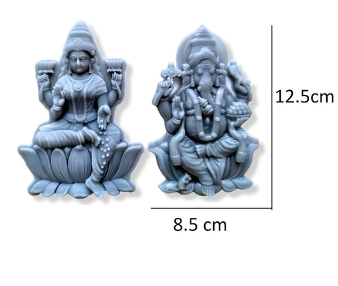 ADK Ganesha and Lakshmi Antique Finish Silicone Mould for Diwali Puja