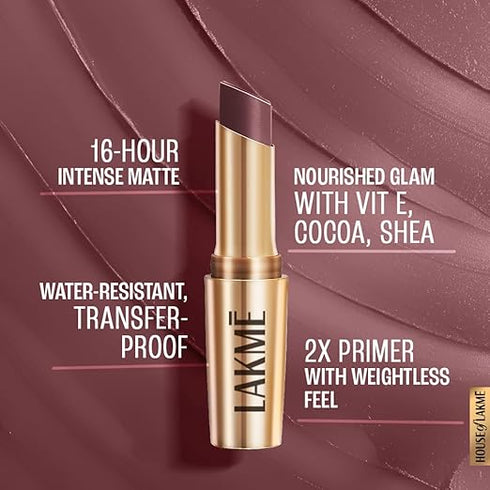 Lakme 9TO5 Primer + Matte Lip Color MB1 Chocolate Crush