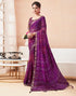 Vasthrlay Bandhani Printed Chiffon Purple1 Saree With Unstitched Blouse Piece