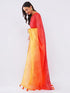 Vasthrlay Red Chevron Printed Linen Saree With Unstitched Blouse