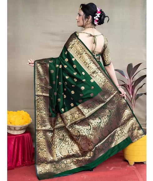 Vasthrlay Banarasi Kanjivaram Kanchipuram Wedding Saree With Blouse Piece