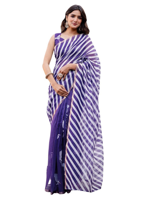 Vasthrlay Womens Printed Unstitched Dusty Pink Saree