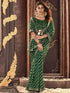 Vasthrlay Georgette Embroidery Dark Green | Golden Saree With Unstitched Blouse Piece