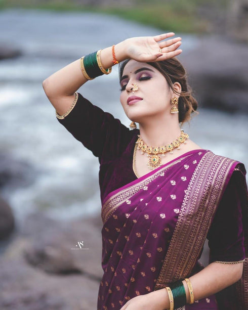Vasthrlay Purple Kanjivaram Saree