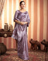 Vasthrlay Womens Kanjivaram Dusty Mauve Saree With Unstitched Blouse Piece