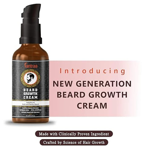 Fantraa Beard Growth Cream - 50 ml - More Beard Growth with Coffee Bean & Onion Extract- 100% Natural | Made in India
