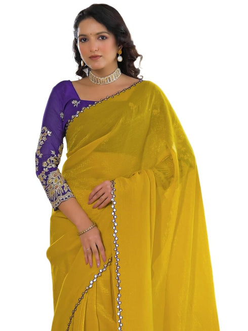 Vasthrlay Georgette Embroidery Peach Saree