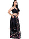 Vasthrlay Black Floral Print Ready To Wear Linen Saree