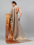 Vasthrlay Brown Womens Ready To Wear One Minute Polyester Erode Zari Saree