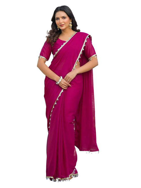 Vasthrlay Shimmer Georgette Yellow Saree