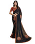 Vasthrlay Georgette Bandhani Black And Rust Saree With Unstitched Blouse Piece