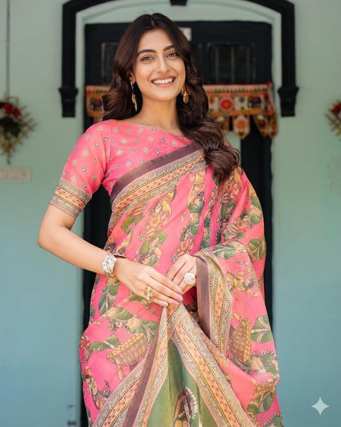 Vasthrlay Handloom Traditional Kalamkari Unstitched