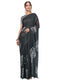 Vasthrlay Black1 Printed Linen Saree With Unstitched Blouse Piece