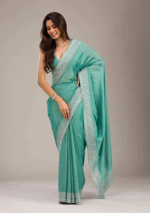 Vasthrlay Elegant Vichitra Embroidered Border