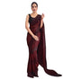 Vasthrlay Womens Georgette Maroon Saree With Unstitched Blouse Piece