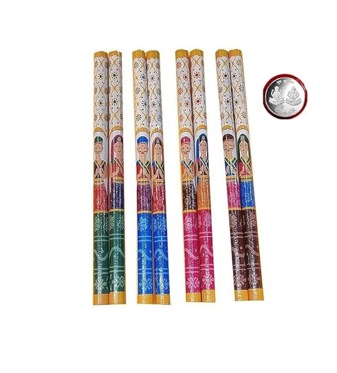 Anshri Raja Rani Dandiya Sticks Multicolor Wooden Multicolor