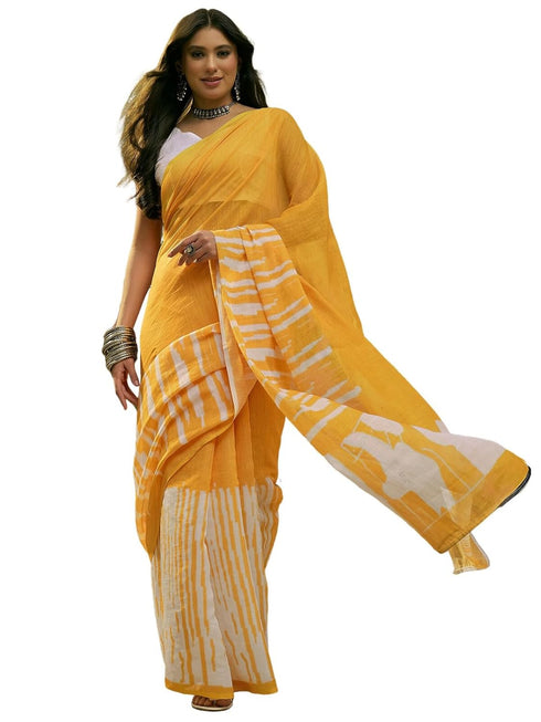 Vasthrlay Printed Off White Off White Saree
