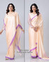 Vasthrlay Printed Kaftan Freehand Peach Women's Floral Satin Silk Saree