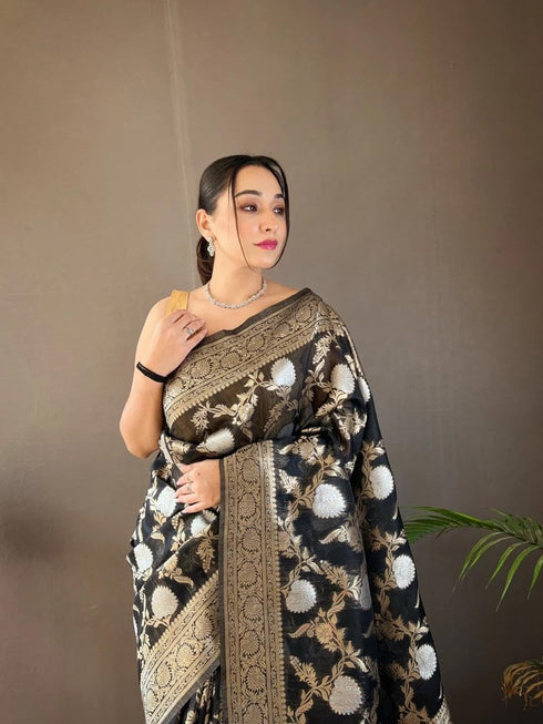 Vasthrlay Banarasi Unstitched Saree