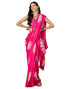 Vasthrlay Georgette Printed Red Saree With Unstitched Blouse Piece