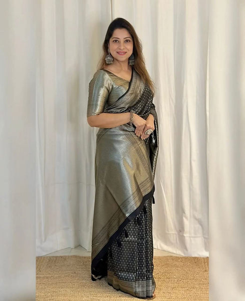 Vasthrlay Black Kanjivaram Saree