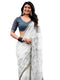Vasthrlay Chanderi Printed Unstitched Off White Saree