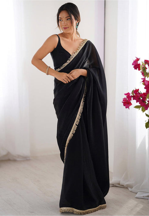 Vasthrlay Lavender Sequins Unstitched Saree