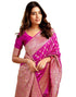 Vasthrlay Jacquard Kanjivaram Magenta And Golden Saree With Unstitched Blouse Piece