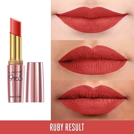 Lakme 9To5 Primer + Creme Lip Color | Ruby Result CR1