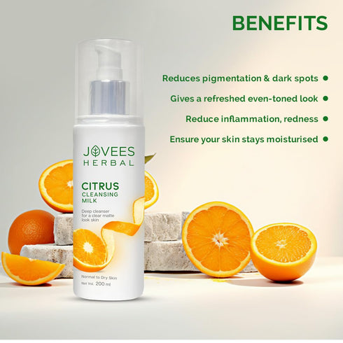 Jovees Herbal Citrus Cleansing Milk with Lemon Peel Extract Almond Coconut Oil