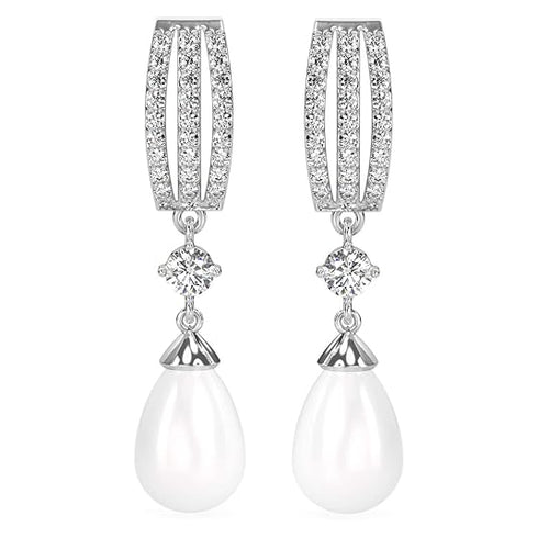Clara 925 Sterling Silver Pearl Queen Pendant Earring