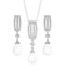 Clara 925 Sterling Silver Pearl Queen Pendant Earring Chain Jewellery Set