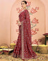 Vasthrlay Georgette Embroidery Red1 Saree With Unstitched Blouse Piece