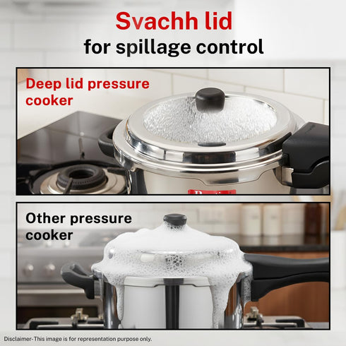 Prestige Stainless Steel Deluxe Alpha Svachh Outer Lid Pressure Cooker