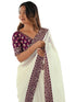 Vasthrlay Shimmer Embroidery Unstitched Off White Saree