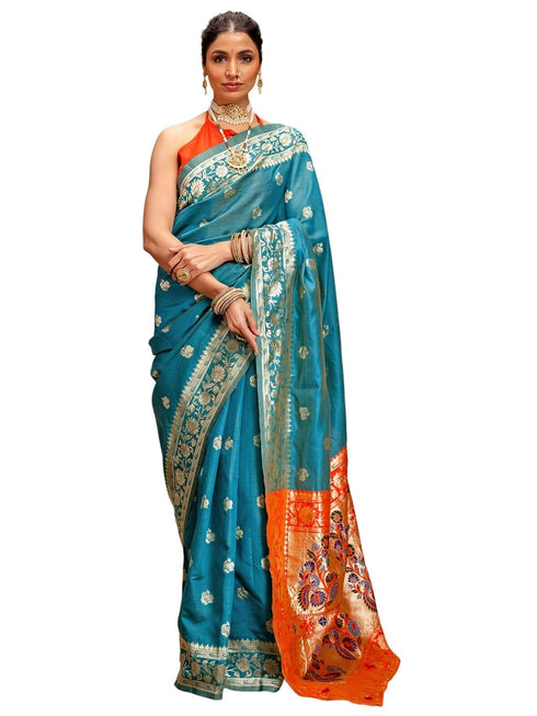 Vasthrlay Weaving Paithani Unstitched Maroon Saree