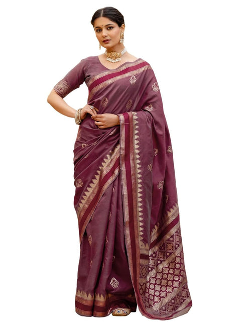 Vasthrlay Banarasi Weaving Unstitched Teal Saree