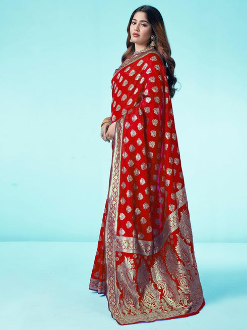 Vasthrlay Banarasi Jacquard Unstitched 3409s112n Turmeric