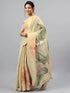 Vasthrlay Beige3 Floral And Solid Design Polyester Saree With Unstitched Blouse Piece