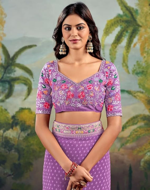 Vasthrlay Georgette Embroidery Unstitched Green Saree