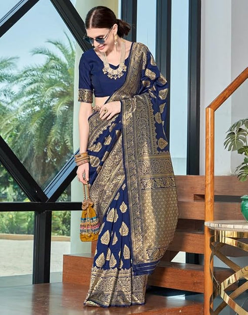 Vasthrlay Womens Jacquard Unstitched Maroon Saree