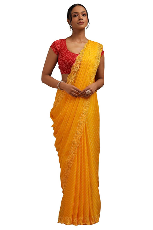 Vasthrlay Yellow Georgette Leheriya