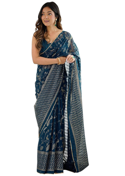 Vasthrlay Red Unstitched Saree
